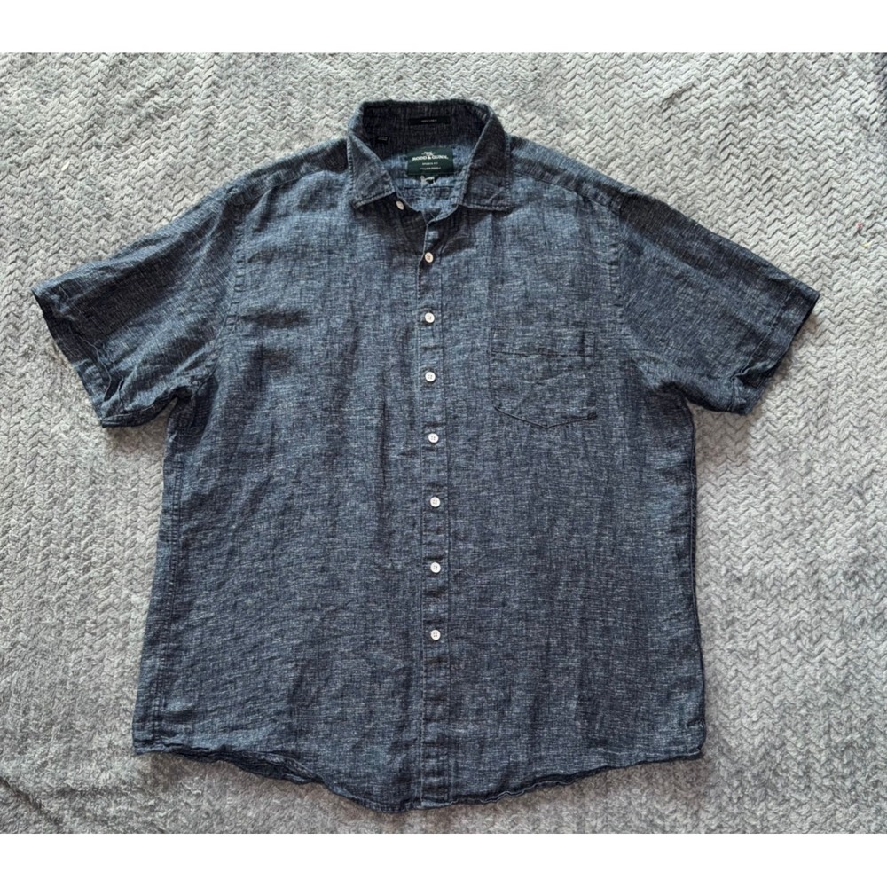 Rodd & Gunn Linen Shirt‎ Italian Fabric Short Sleeve Button Up Size 2XL
